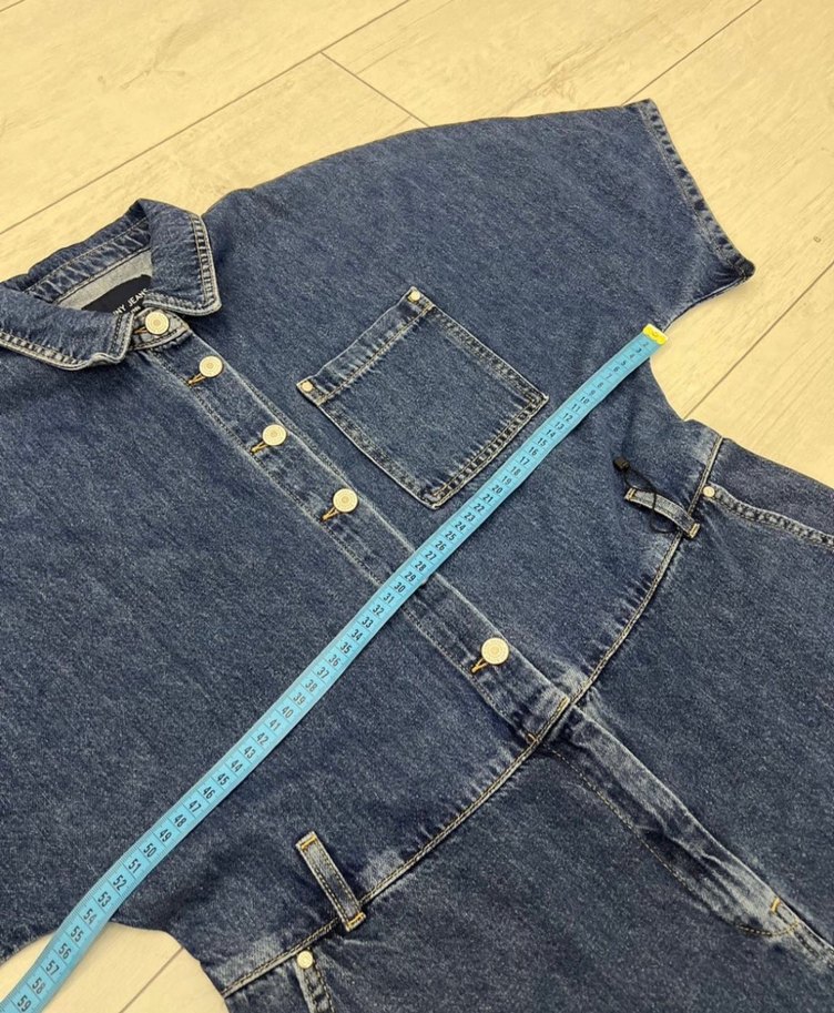 Kadın Lacivert Kemerli Denim Tulum - Görsel 4