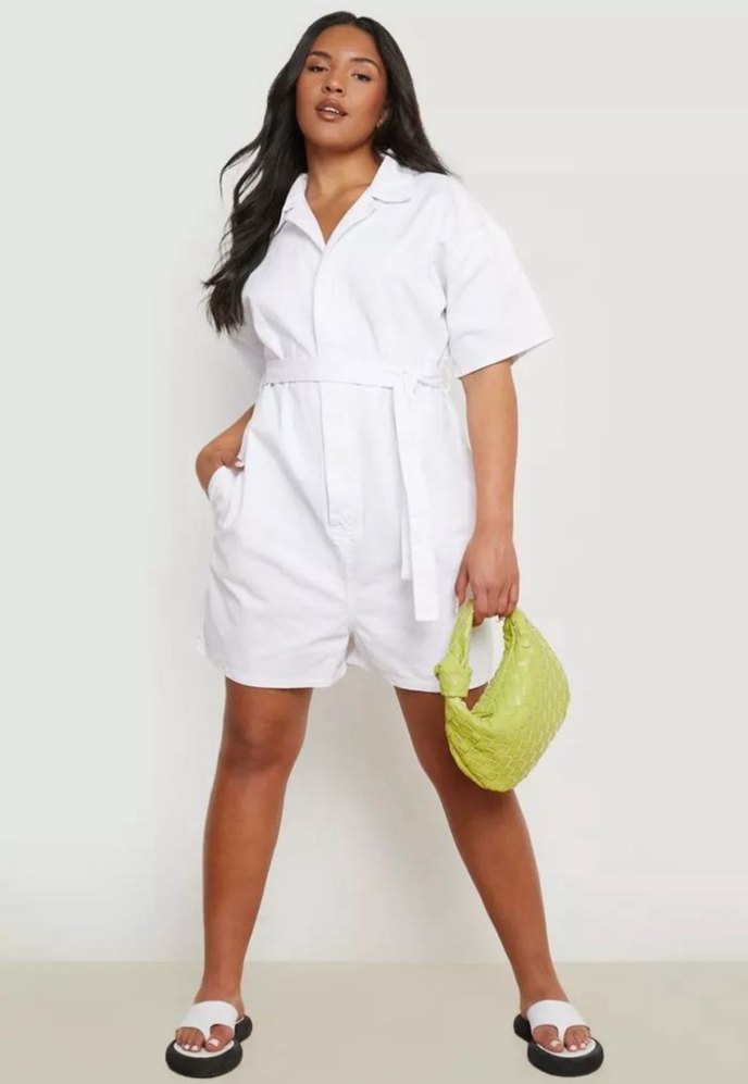 Kadın Beyaz Kemerli Tulum - Görsel 2