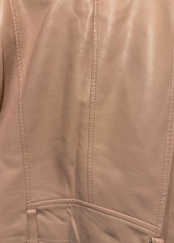Pudra pembesi Kadın Deri Ceket - Kemer Detaylı - Görsel 4