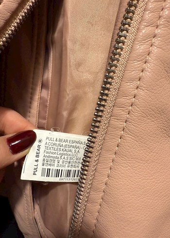 Pudra pembesi Kadın Deri Ceket - Kemer Detaylı - Görsel 7