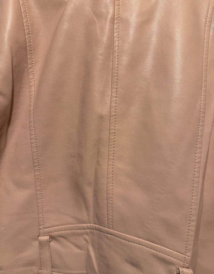 Pudra pembesi Kadın Deri Ceket - Kemer Detaylı - Görsel 4