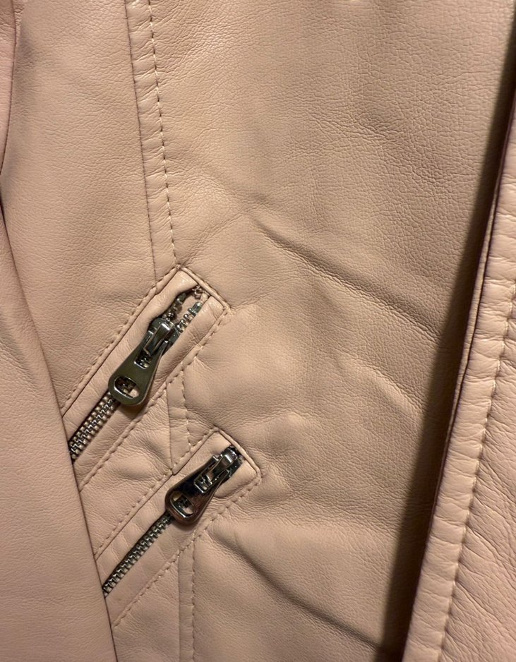 Pudra pembesi Kadın Deri Ceket - Kemer Detaylı - Görsel 2