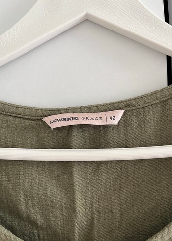 Düğmeli Keten Midi Bohem Elbise müslim kumaş - Görsel 3