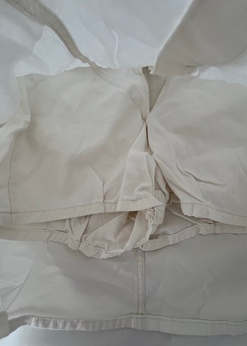 Düğmeli Beyaz Keten Midi şort Etek - Görsel 5