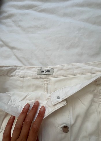 Düğmeli Beyaz Keten Midi şort Etek - Görsel 3