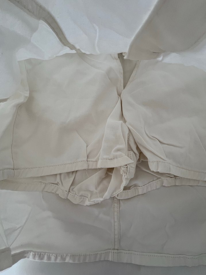 Düğmeli Beyaz Keten Midi şort Etek - Görsel 5