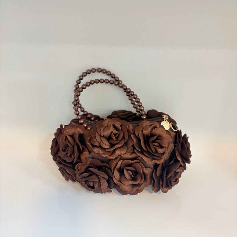 Kahverengi Çiçek Detaylı Zincirli Kadın Çanta - Görsel 2