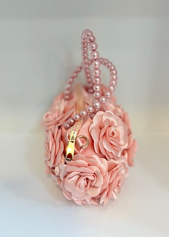 Pembe Boncuklu Çiçekli Bohem Kadın Çantası - Görsel 2