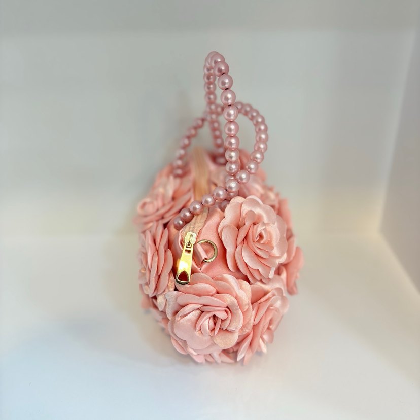 Pembe Boncuklu Çiçekli Bohem Kadın Çantası - Görsel 2