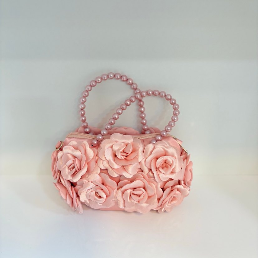 Pembe Boncuklu Çiçekli Bohem Kadın Çantası - Görsel 3