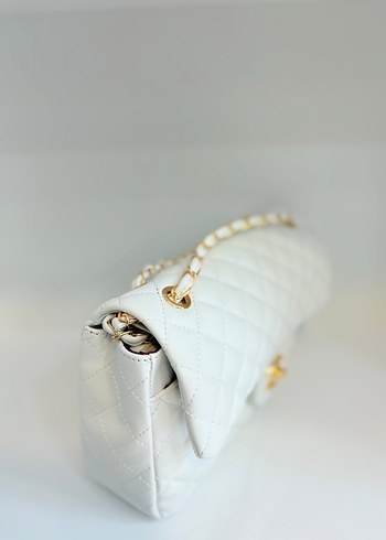 Beyaz deri kapitone çanta - Görsel 2
