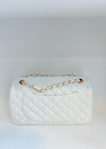 Beyaz deri kapitone çanta - Görsel 3