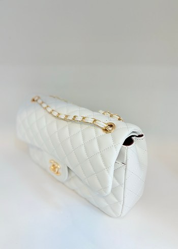 Beyaz deri kapitone çanta - Görsel 4