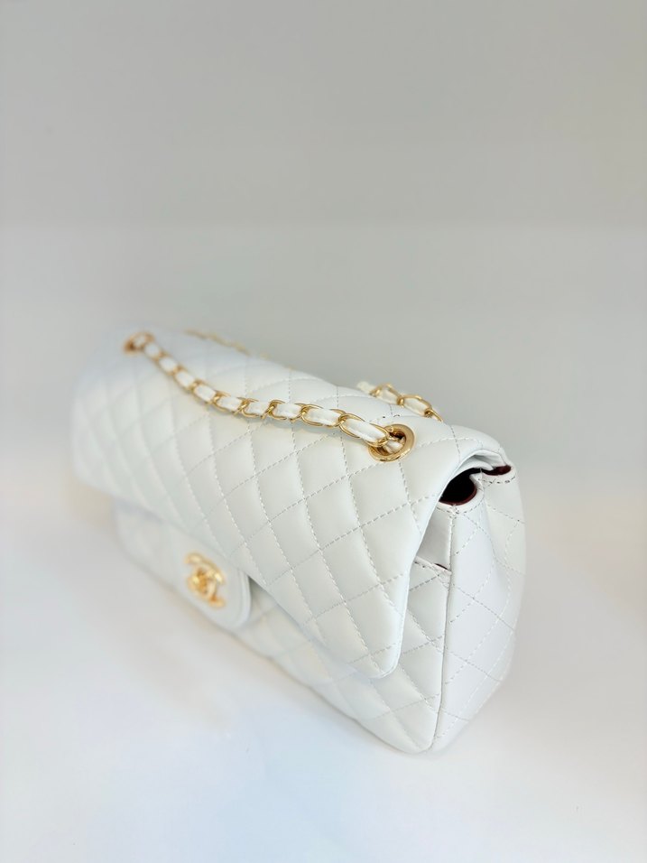 Beyaz deri kapitone çanta - Görsel 4