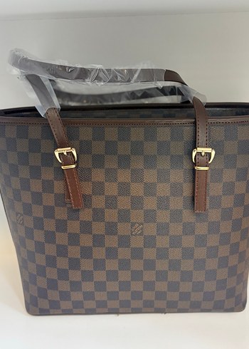 Louis Vuitton Kahverengi Kareli Deri Kadın Çanta - Görsel 4