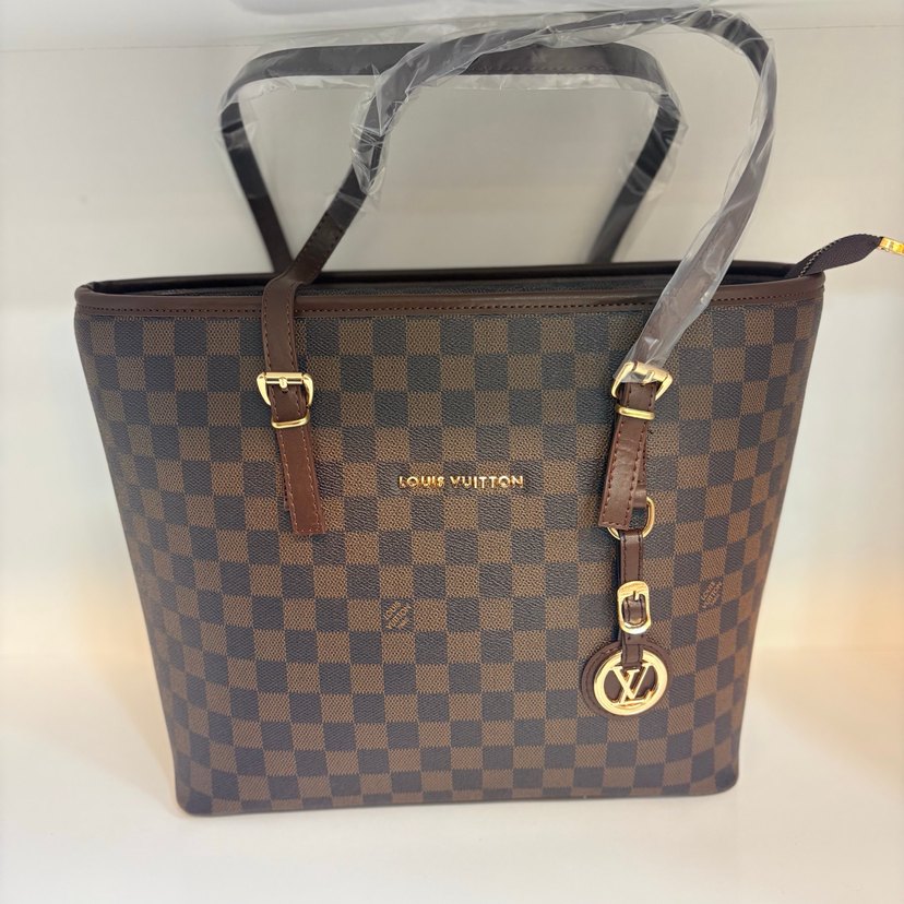 Louis Vuitton Kahverengi Kareli Deri Kadın Çanta - Görsel 2