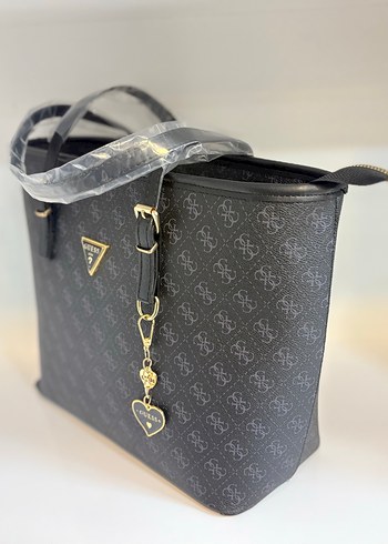 GUESS Kadın Siyah Baskılı Deri Çanta - Görsel 3