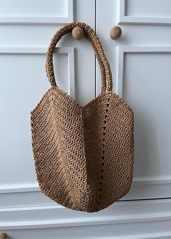 Lale Model Bej Örgü Kadın Çanta - Görsel 2