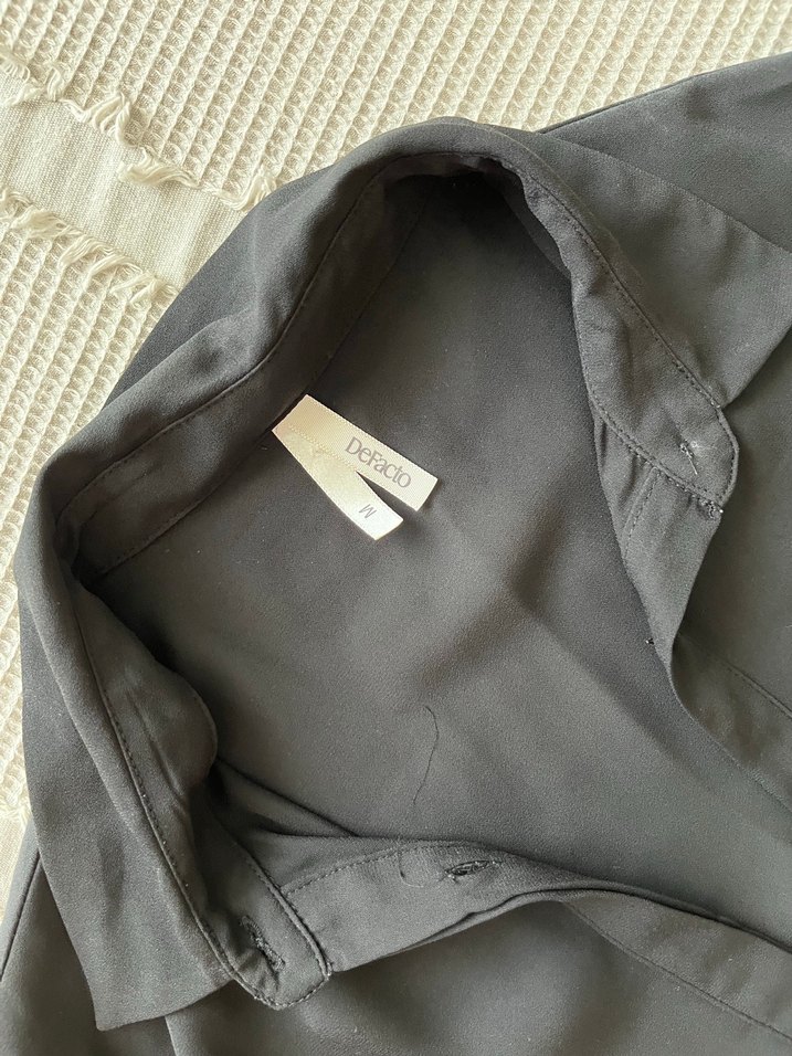 Düğmeli Siyah Uzun Tunik - Görsel 3