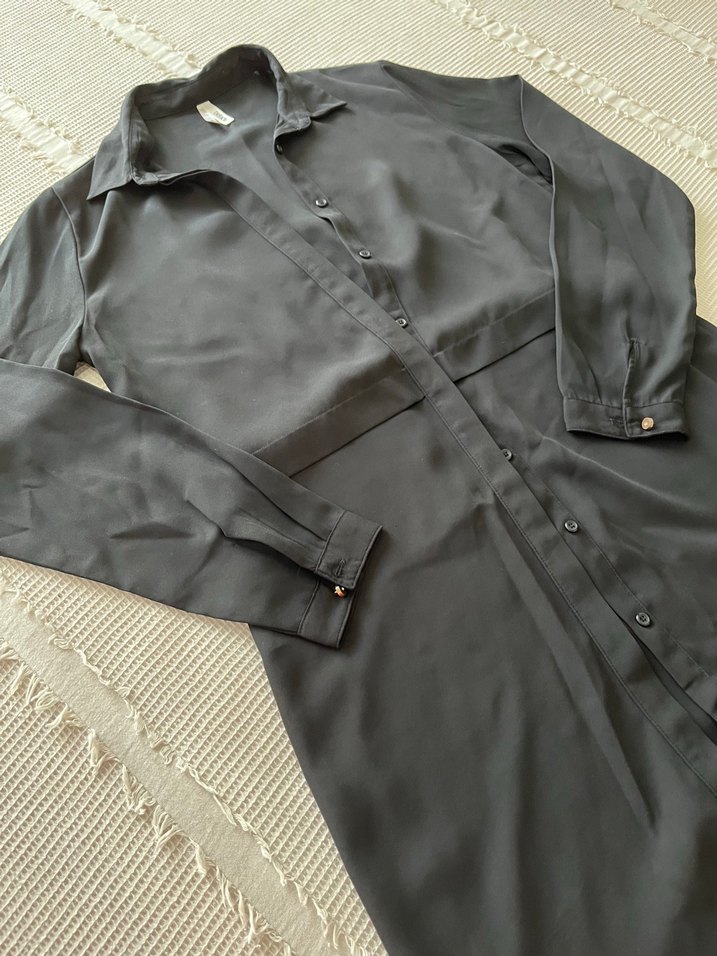 Düğmeli Siyah Uzun Tunik - Görsel 2