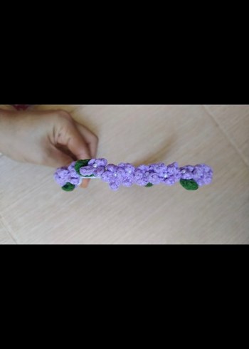 Mor Örgü Çiçekli Çocuk Saç Bandı - Görsel 2