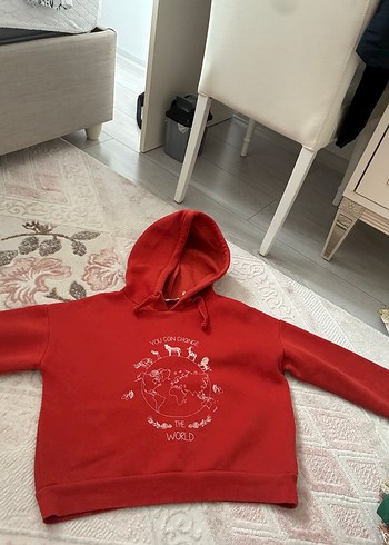Koton Kırmızı Kapüşonlu Fermuarlı Sweatshirt - Görsel 2