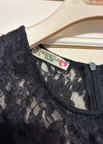 Dantel Detaylı Siyah Midi Elbise - Görsel 2