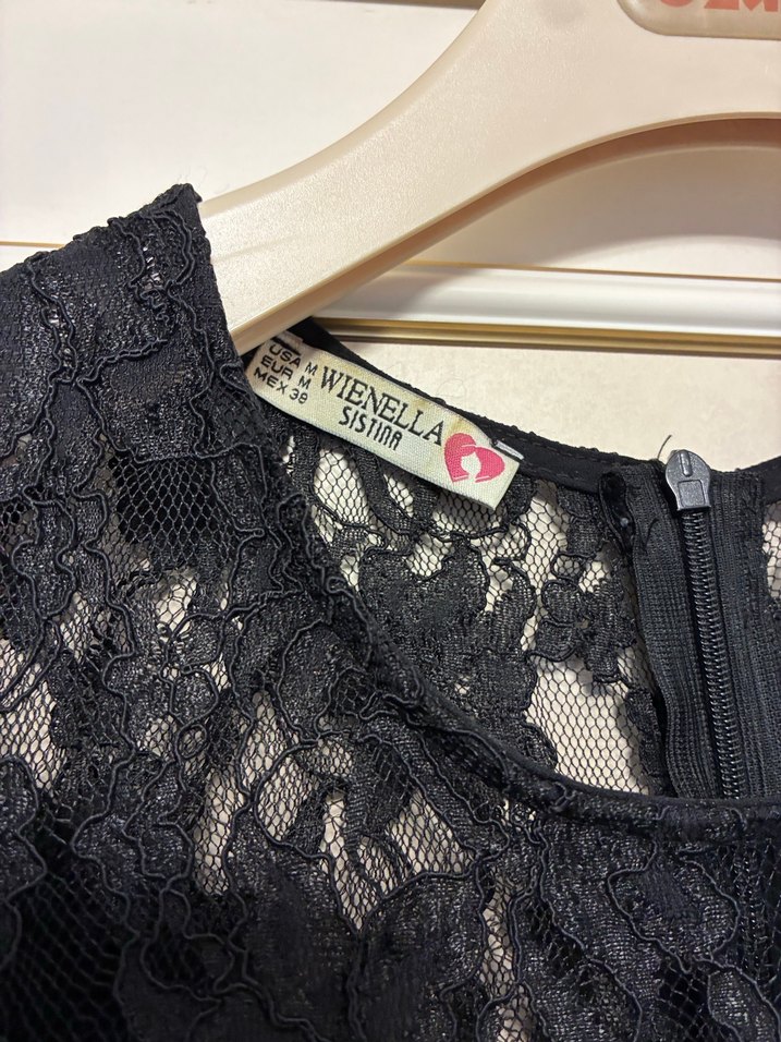 Dantel Detaylı Siyah Midi Elbise - Görsel 2