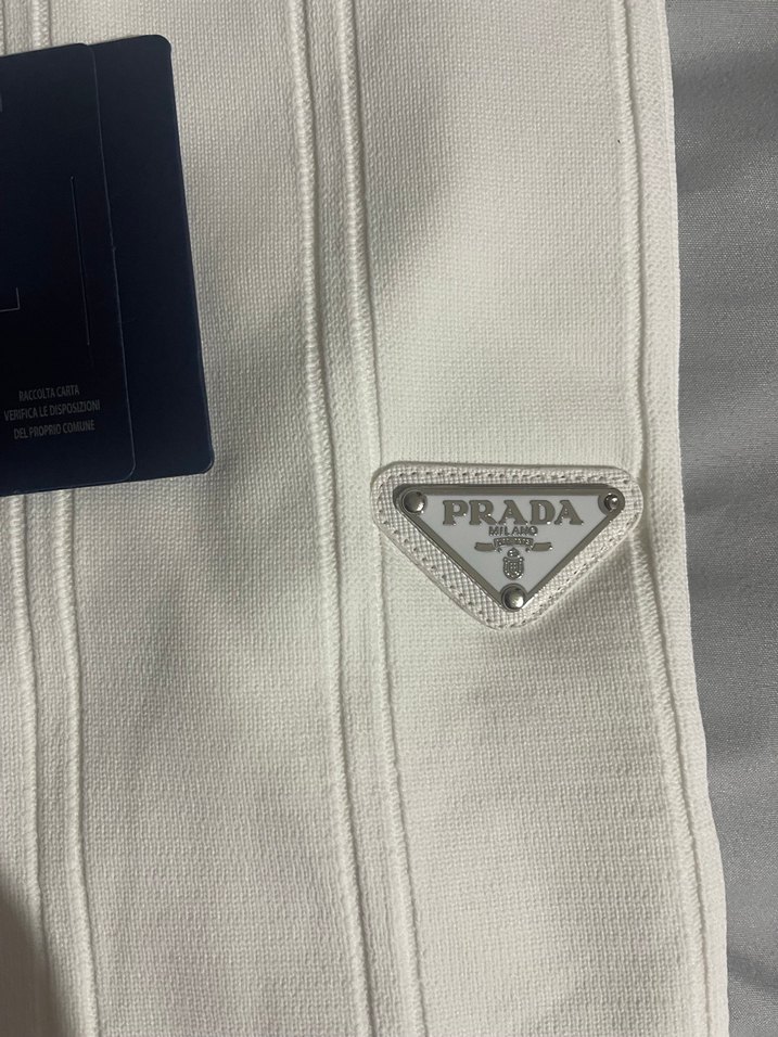 Orjinal Prada Beyaz Fermuarlı Erkek Polo Tişört - Görsel 4