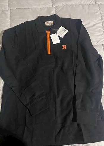 Orjinal Hermes Siyah Turuncu Polo Yaka Tişört - Görsel 2