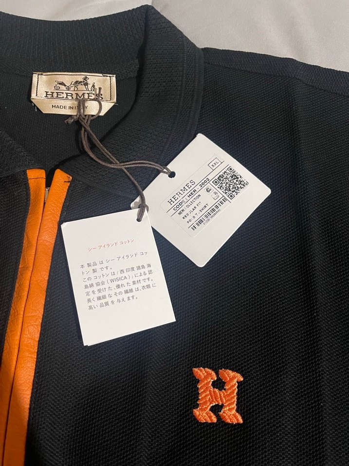 Orjinal Hermes Siyah Turuncu Polo Yaka Tişört - Görsel 4