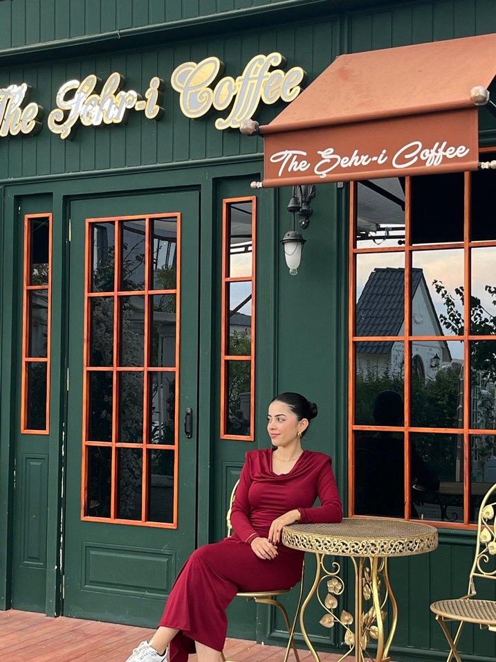 Bordo Uzun Kollu Drapeli Uzun Elbise - Görsel 2