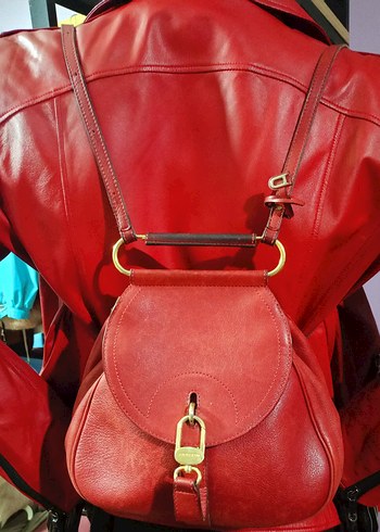 Kırmızı Mini Biker Deri Ceket - Görsel 6