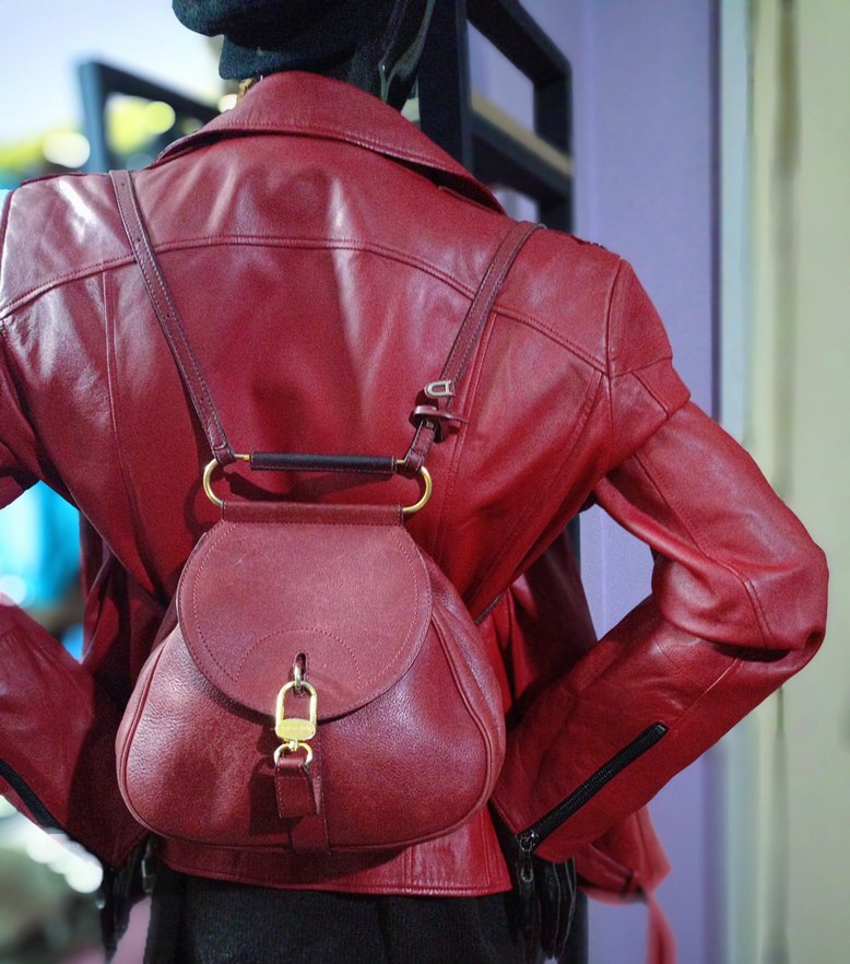 Kırmızı Mini Biker Deri Ceket - Görsel 5