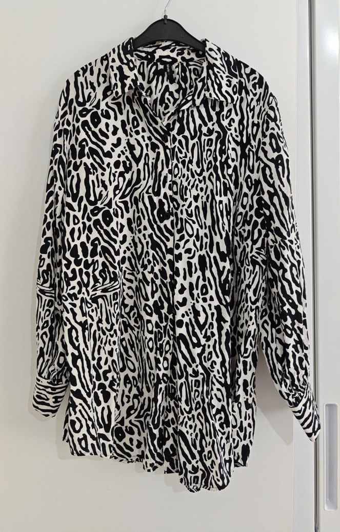 Uzun Kollu Zebra Desenli Kadın Gömlek - Görsel 2