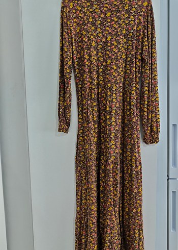 Bohem Çok Renkli Uzun Kollu Elbise penye - Görsel 2