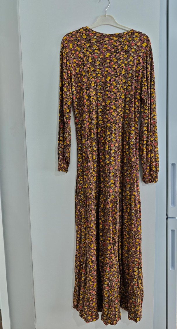 Bohem Çok Renkli Uzun Kollu Elbise penye - Görsel 2