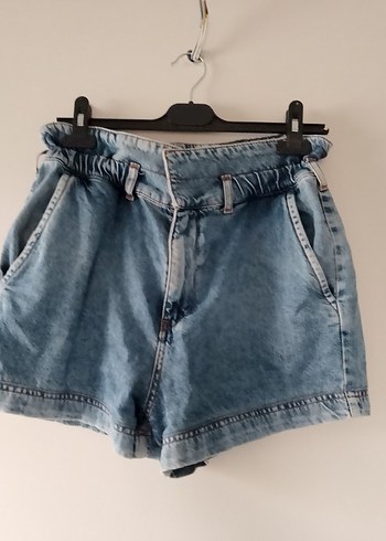 Bağcıklı Kemerli Kadın Mini Kot Şort - Görsel 2