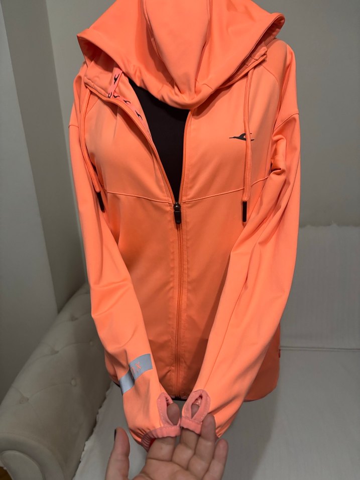 Turuncu Fermuarlı Kadın Spor Ceket - Görsel 5