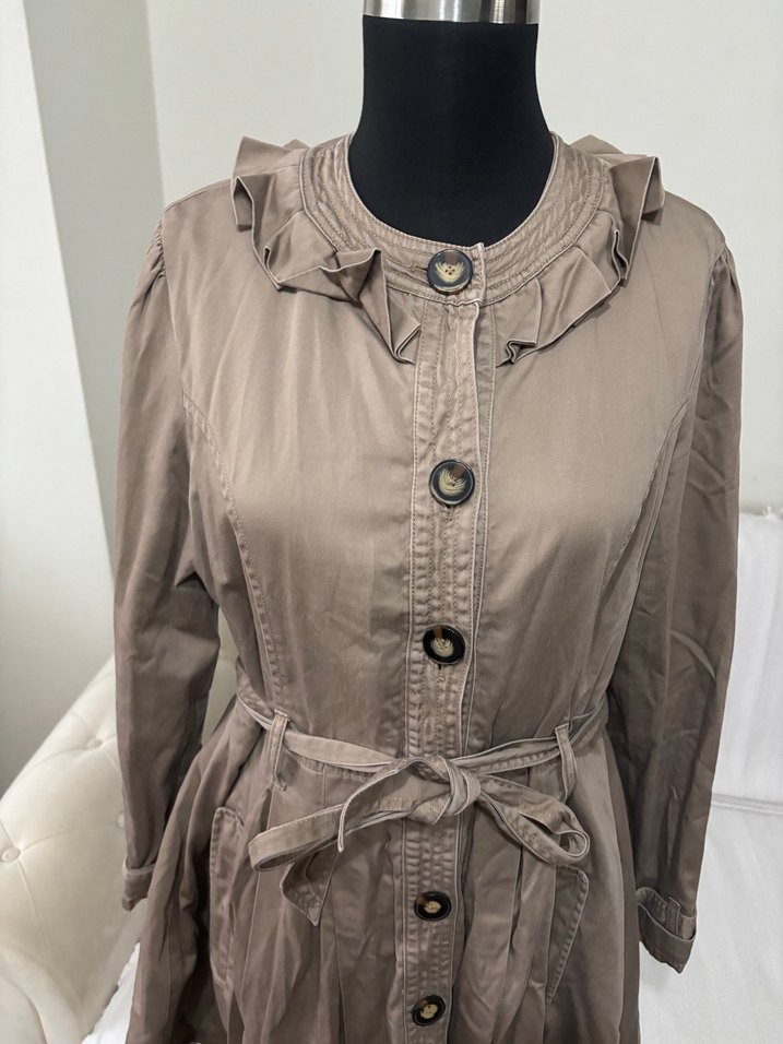 Bej Midi Kadın Trençkot - Görsel 5