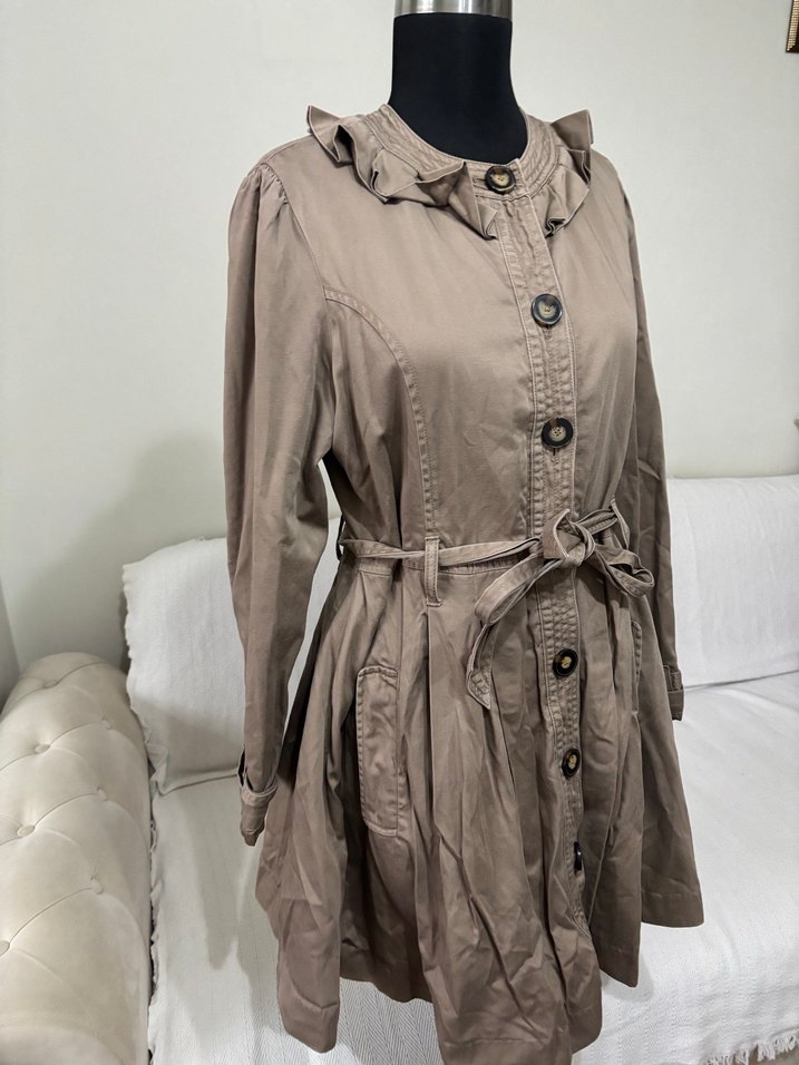 Bej Midi Kadın Trençkot - Görsel 4