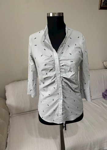 Düğmeli V Yaka Kadın Gömlek - Görsel 2