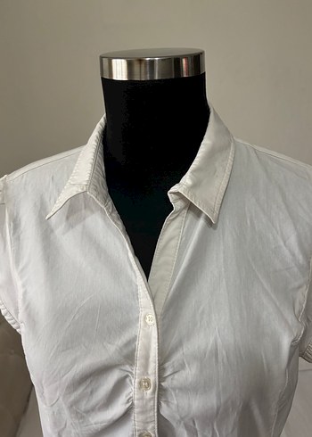 Beyaz Kısa Kollu Kadın Gömlek - Görsel 5