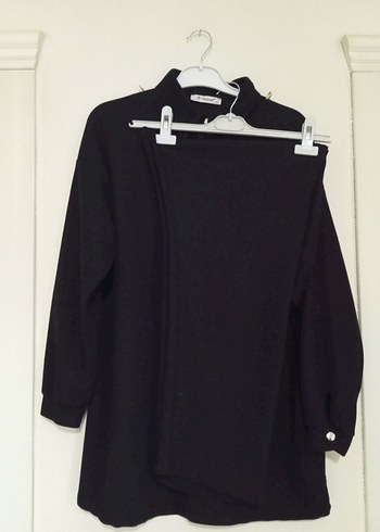 Düğmeli Siyah Kadın Gömlek - Görsel 2