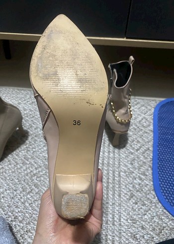 Bej suni Deri Stiletto Topuklu Kadın Bot - Görsel 4