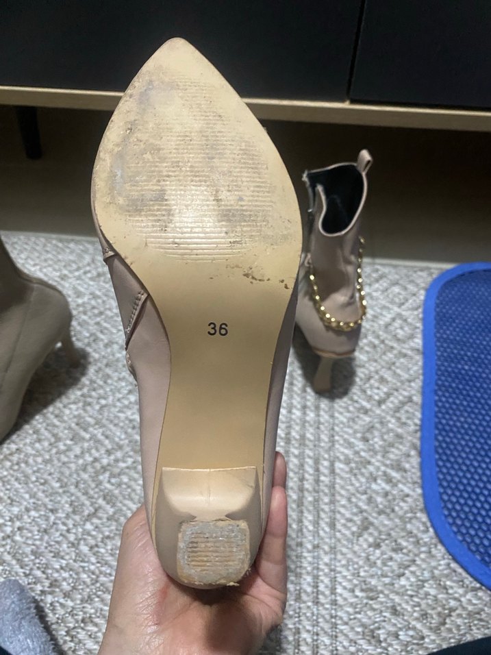 Bej suni Deri Stiletto Topuklu Kadın Bot - Görsel 4