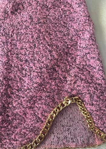 Pembe Örgü Mini Etek-Bluz takım - Görsel 2