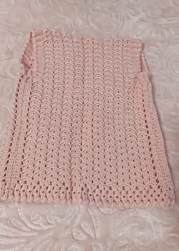 Pembe Kız Çocuk Örgü Panço - Görsel 2