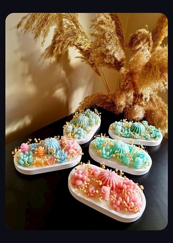 Pembe Gül Şeklinde Dekoratif Mum - Görsel 3