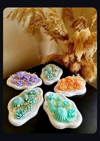 Pembe Gül Şeklinde Dekoratif Mum - Görsel 2